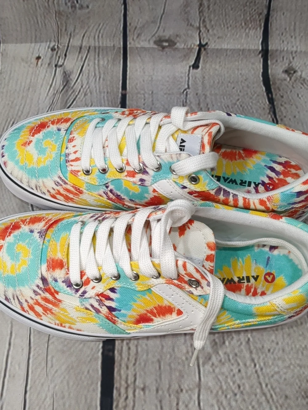 Airwalk Tie-Dye Low-Top Sneakers in Turquoise, Yellow & Red